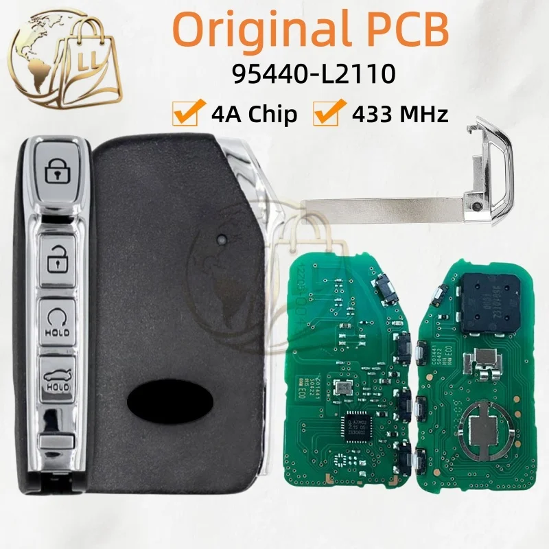 Original PCB For KIA K5 2020-2021 Smart Remote Key After-Sales Market Shell 4 Buttons 433 MHz 4A Chip FCC ID: 95440-L2110