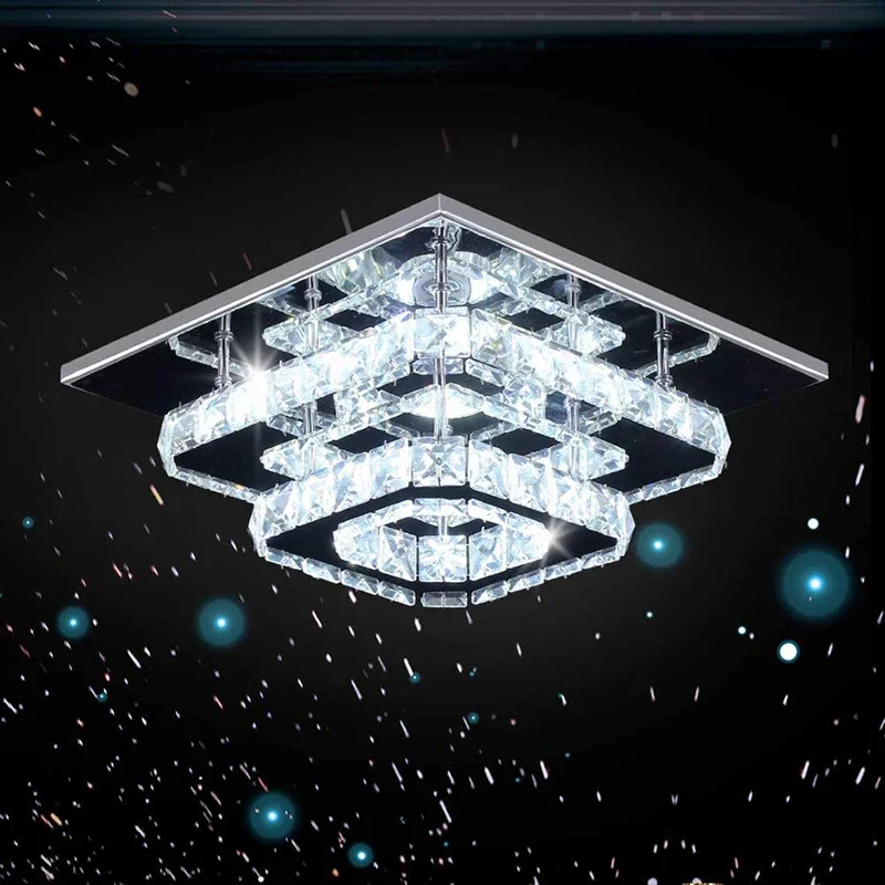 

Modern Crystal LED Ceiling Lights Lamp For Living Room Bedroom Dining Chandelier Lighting Fixture Stainless-Steel 36W 220V