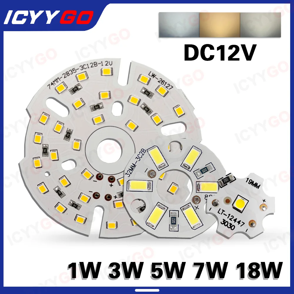 1W 3W 5W 7W 18W Downlight Table Lamp 12V Llight Source Board White Light Warm Light Constant Voltage LED Light Source Board
