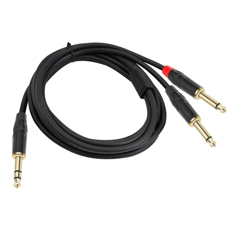 AS95 2pcs 6.35mm Stereo to 2 Mono Y-Splitter Insert Cable, 1/4 Inch Male to Dual 6.35 Male Audio Cable 100cm