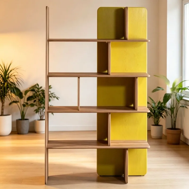 Solid wood bookshelf, Bogu shelf against the wall, storage shelf