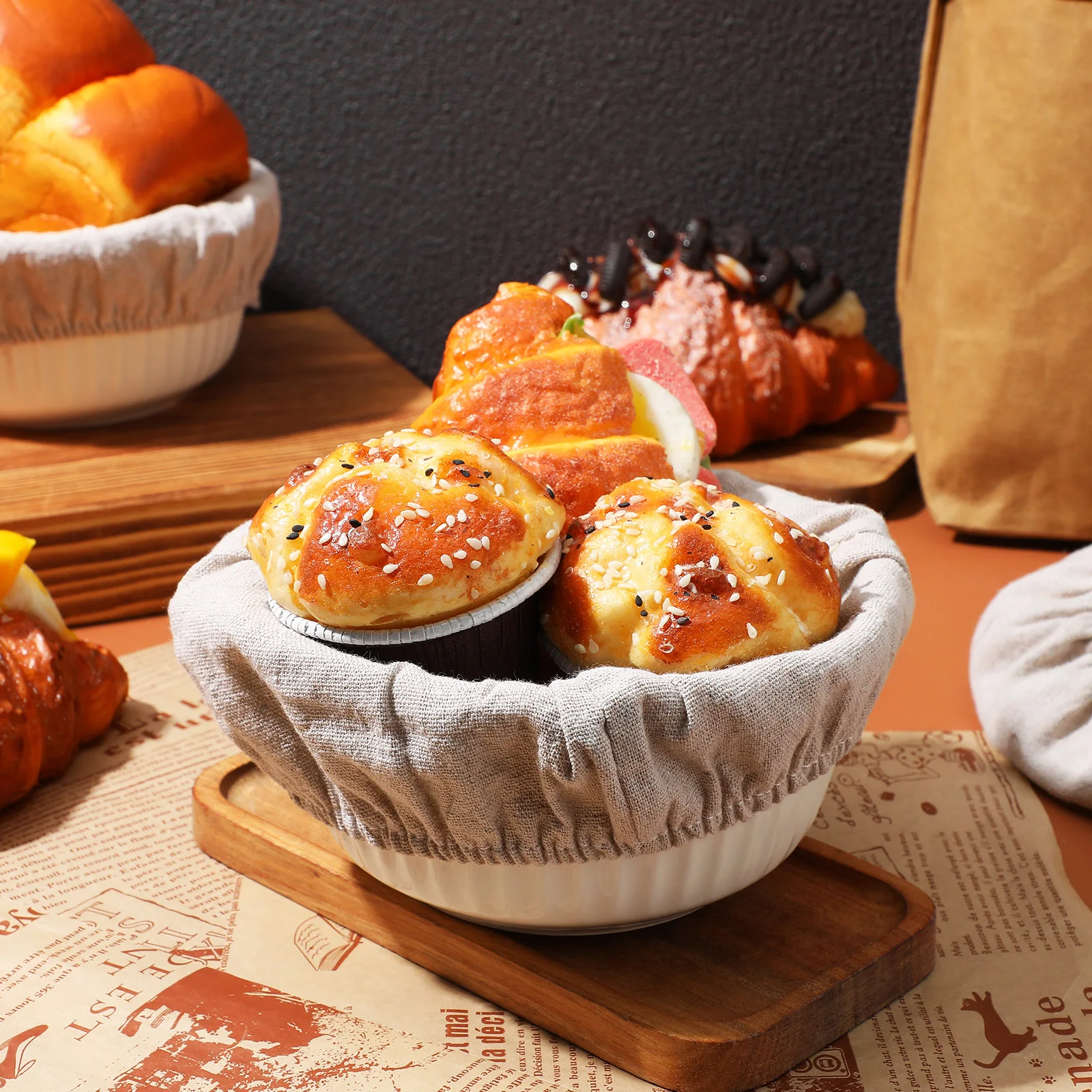 

4 Pcs Bread Basket Cloth Cover Baking Sourdough Covering Banneton Liners Foldable