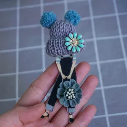 Cute Brooch For Woman Girl Wool Hat Acrylic Brooch Pin Badges Icons on Backpack Friends Gifts