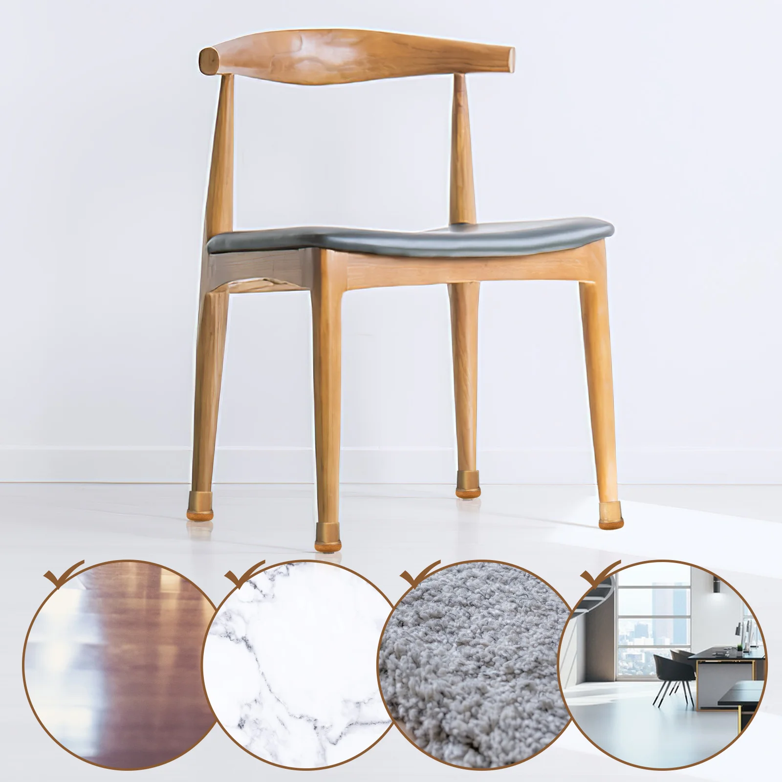 

16Pcs Chair Leg Protectors Round Square Floor Pads Furniture Sliders for Hardwood Tile Floor Scratch Noise Protection