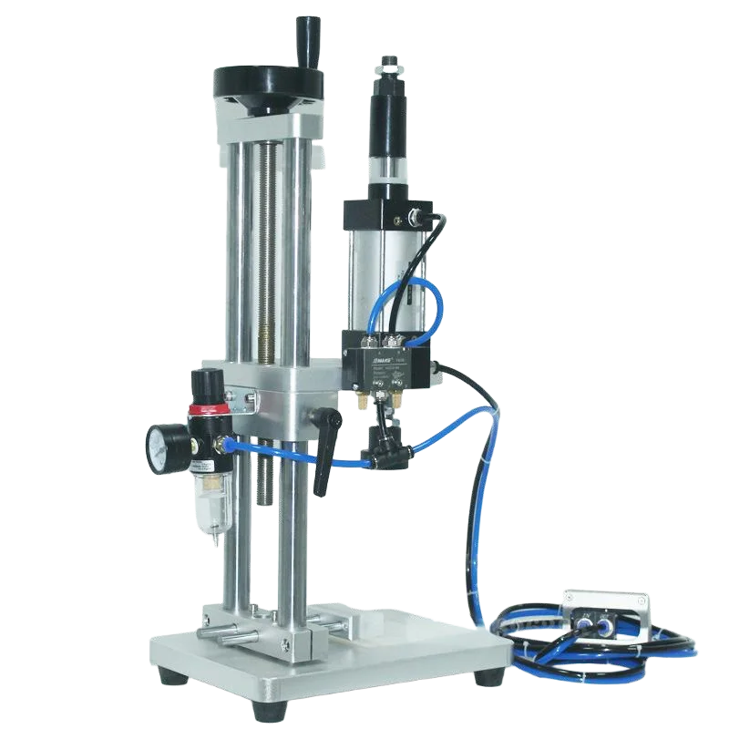 Semi-Automatic Pneumatic Benchtop Capping Machine for Wine & Perfume Bottles with Cork and Pure Pressure Sealing