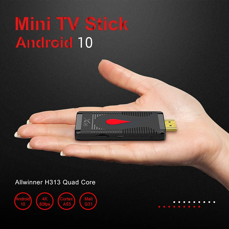 Android 10.0 TV Stick X96 S400 2.4G WiFi 4K H.265 HEVC Allwinner H313 Quad Core LPDDR 32bit Smart TV Box X96S400 PK Fire Stick