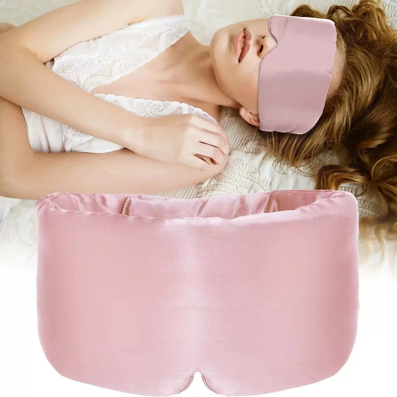 

100% Silk Eyeshade XL Full Blindfold Silky Fibroin Pink Eye Mask Gift Super Soft Sleep Mask Block Out Light for Women Eyes Mask