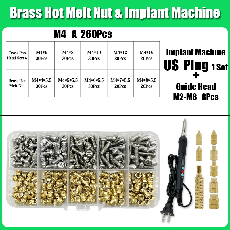 M2 M3 M4 Messing Einsatz Mutter Bolzen Schraube Implantation Maschine Hot Melt Rändelgewinde Wärme Lötkolben Spitze 3D Drucker Zubehör – Detail 16