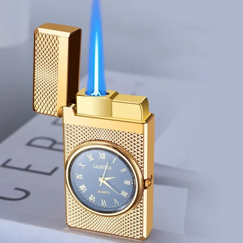 

Creative Electronics Watch Lighter Metal Direct Blue Flame Windproof Gift Open Gai Lang Lighter Smoking Accessories Gadgets