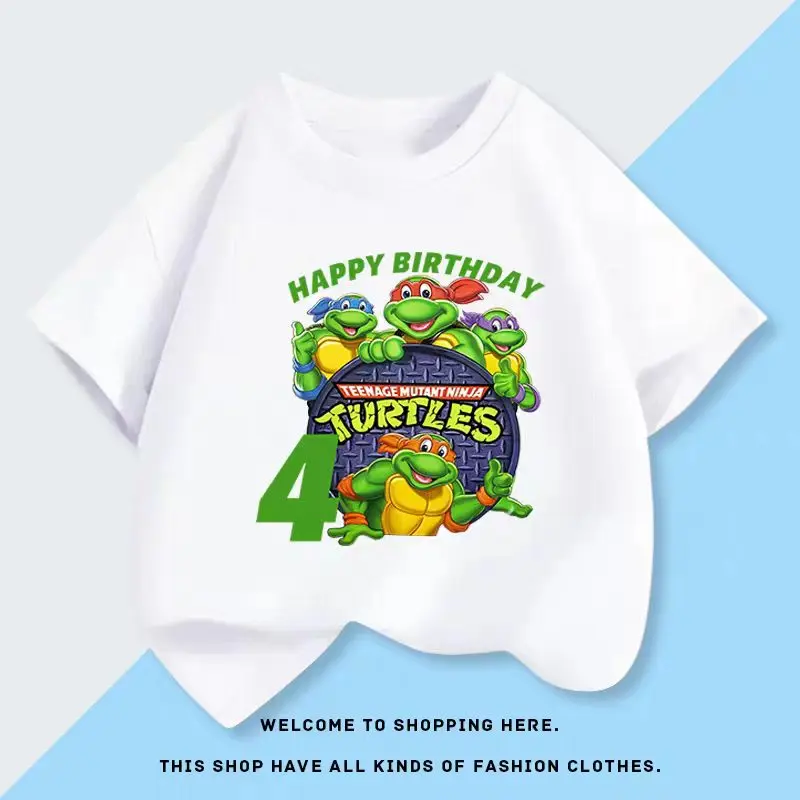Nickelodeon Latest model - Large size - Teenage Ninja Turtles children's cotton T-shirt - Spring/Summer - Short-sleeved top