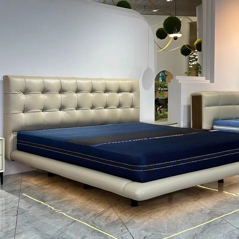 

fl-Modern Luxury Queen-Size Bed Customized Soft Style High Quality Wooden Frame Leather Upholstery Soft Fabric Home Furniture！