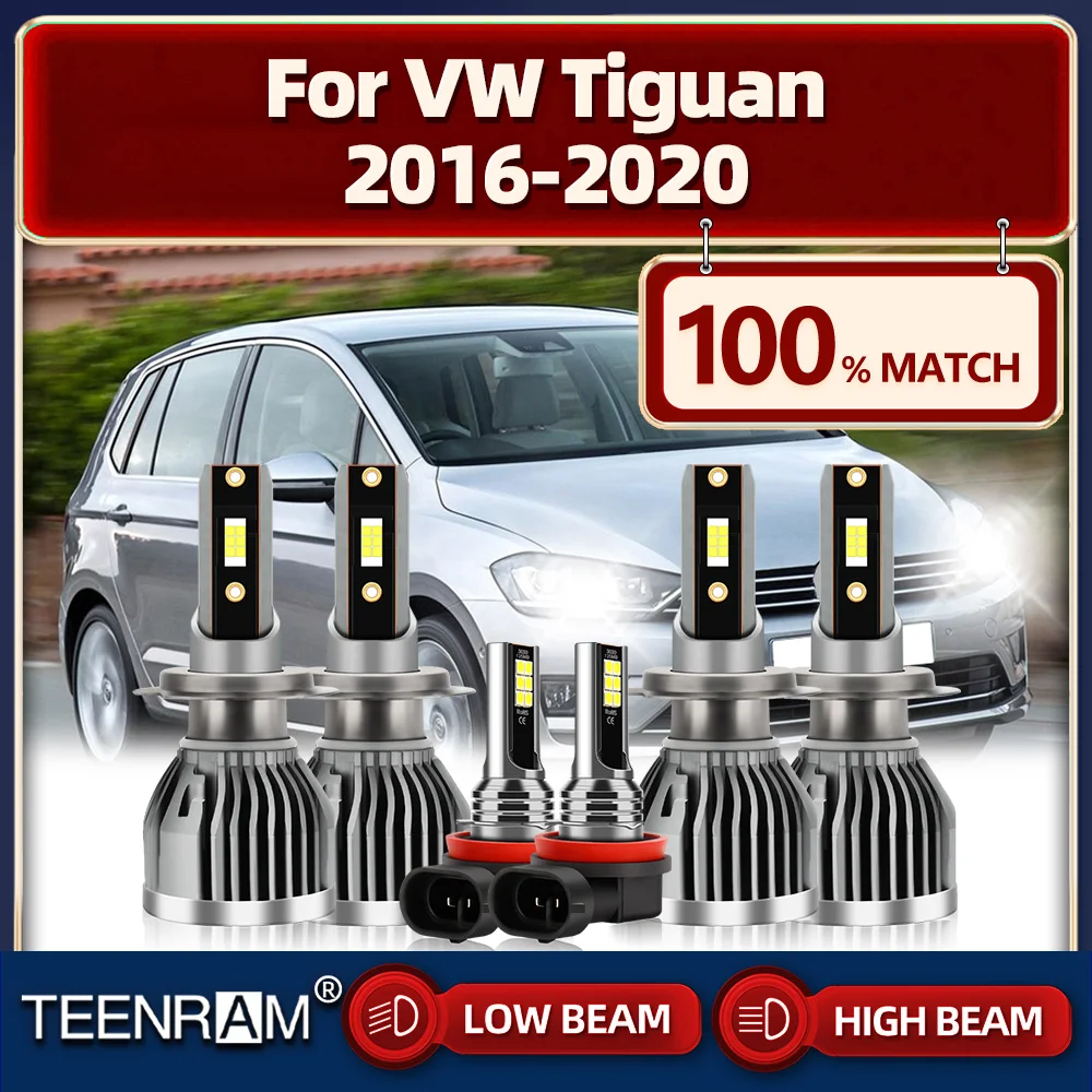 

360W Turbo LED Headlight Bulbs 60000LM Car Headlamps With Fan 6000K White Fog Lamps For VW Tiguan 2016 2017 2018 2019 2020