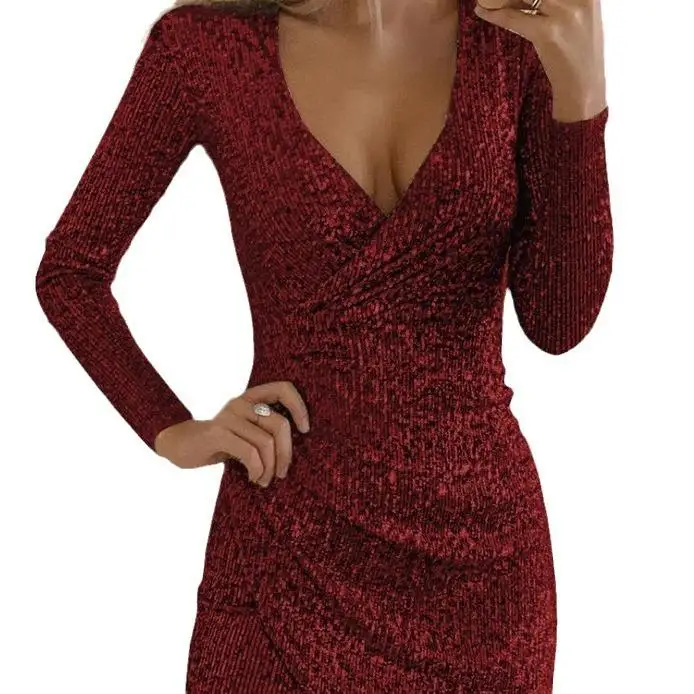 Long Sve Autumn Faion Irregular ort Skirt iny Deep Dr Polyester Commute Sle mid Waist Princ Sve Bodycon S...