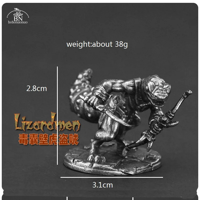 White Brass Animal lizard warrior Soldiers Minature Figurines Metal Men Toy Collection Models Tabletop War Game Chess Piece Gift
