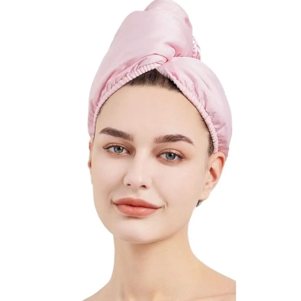 Double Layer Satin Hair Drying Cap Water Absorption Coral Fleece Dry Hair Towel Quick Drying Head Scarf Thicken Shower Cap