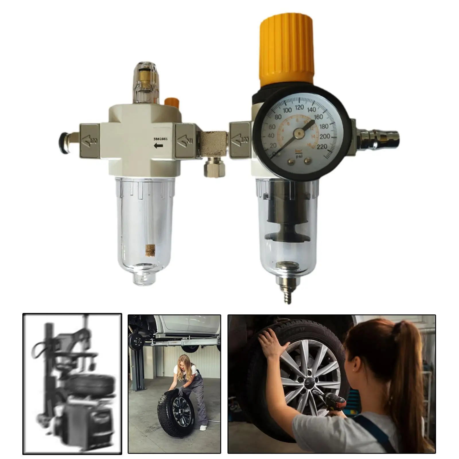 

Tire Dismounting Connector Tire Repair Tool Air Filter Lubricator Combination Easy to Use Tyre Changer Oil Water Regulator