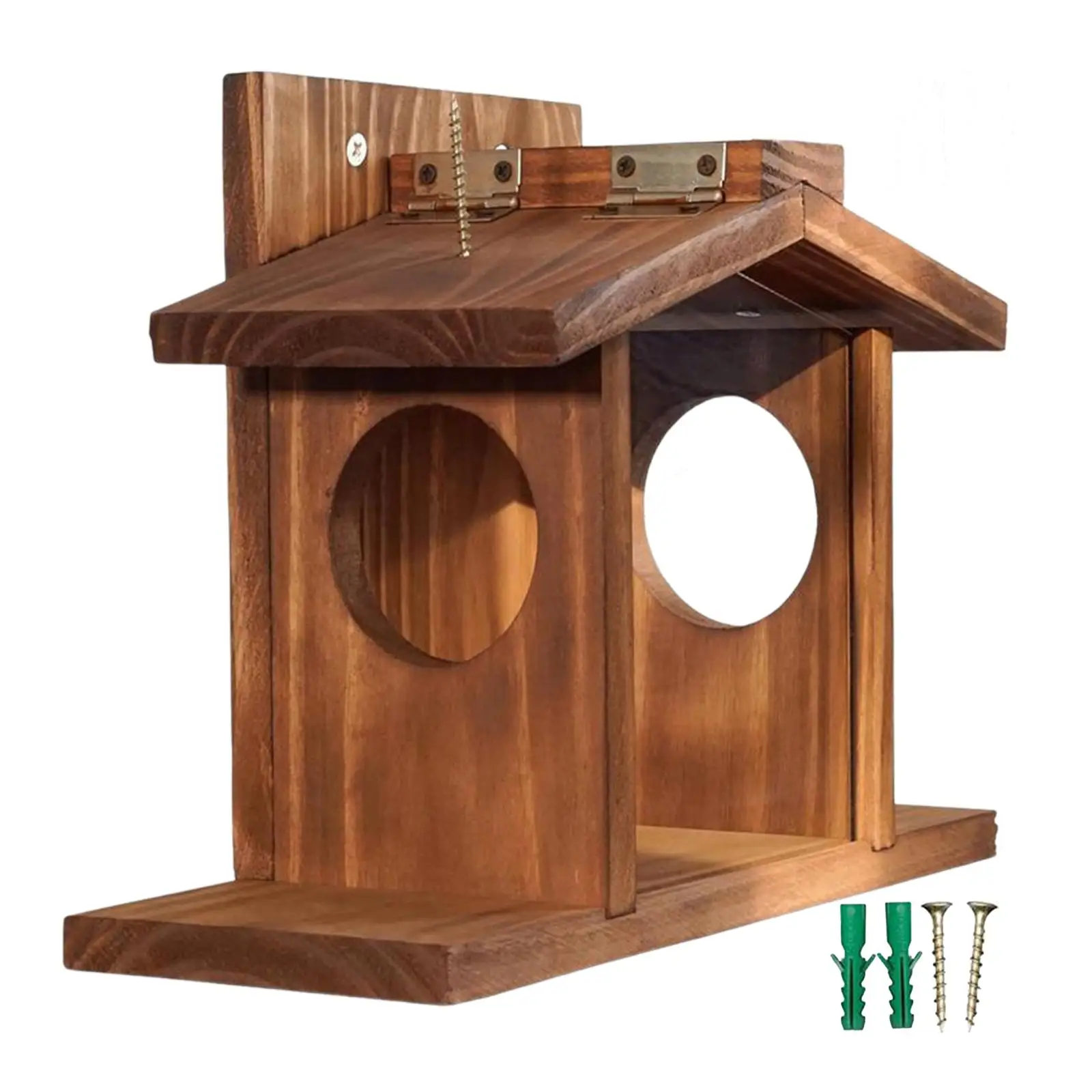 Wood Squirrel Feeder Squirrel Feeder Box for Backyard Garden Outside House