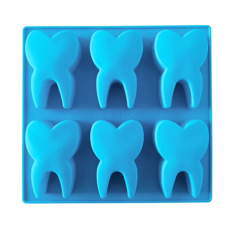 Aomily 6 Holes Teeth Shaped Silicone Chocolate Cookies Fondant Cake Mold Silicone Soap Candy Chocolate Kitchen Baking Mould