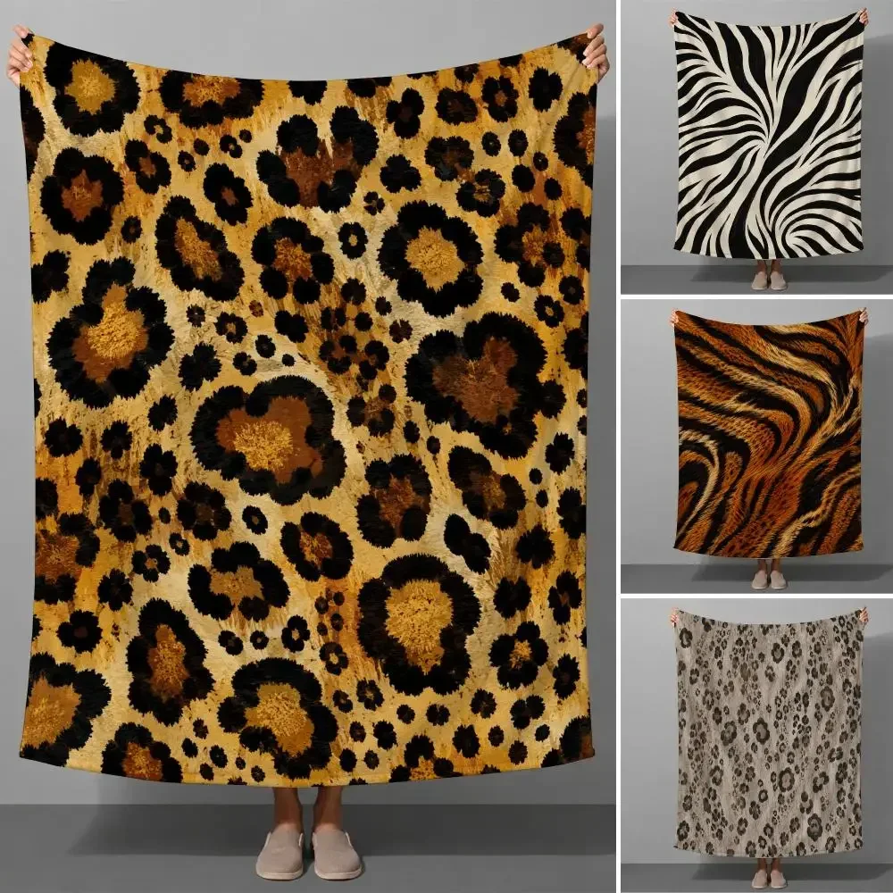 Fashion Animal Print Trendy Wildlife Pattern Collection Throw Soft Flannel Throw Blanket Warm for Couch Bed SofaCozy All Season