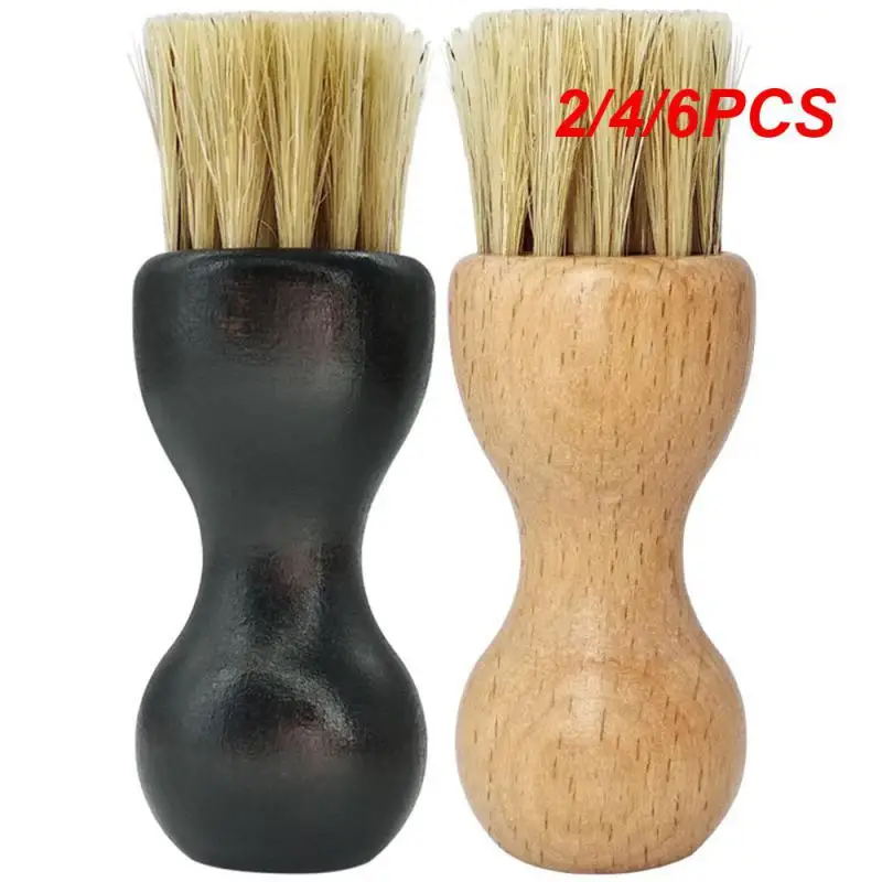 2/4/6PCS Leather Shoe Bristle Brush Easy To Use Beech Household Cleaning Appliances Mini Shoe Brush Durable Shoe Brush