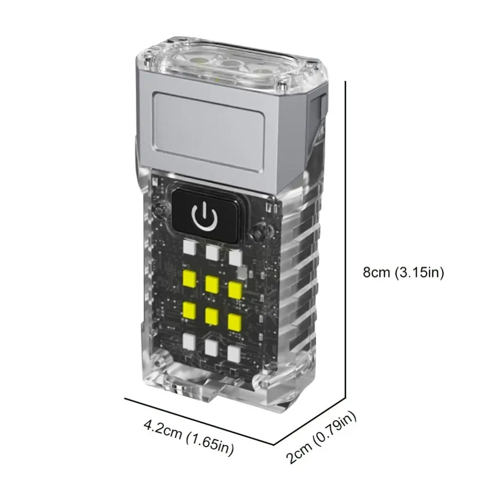 Rotatable Mini Keychain Flashlight Super Bright 90 Degree Portable Work Light USB Rechargeable Multifunction