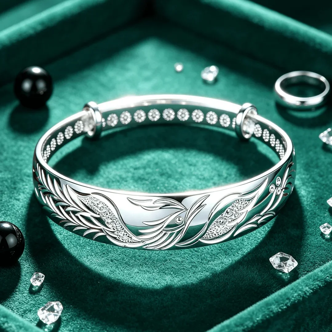 999 Sterling Silver Exquisite Phoenix Bracelets Adjustable Bangles for Women Fashion Party Wedding Accessories Jewelry