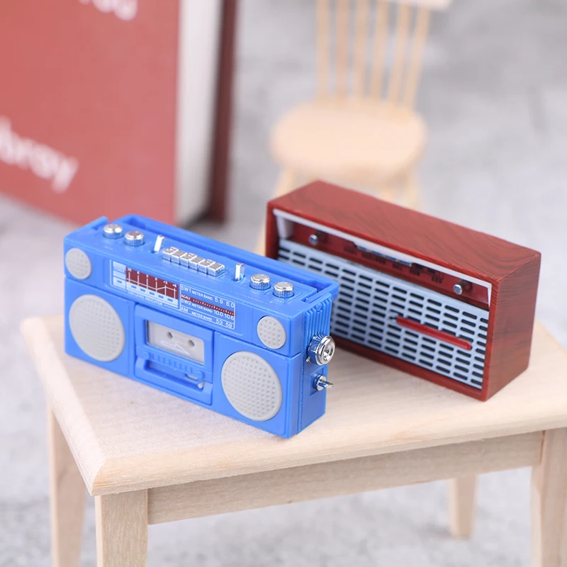 

1Pc DollHouse Retro Radio Mini Ornaments Nostalgic Radio Recorder Model Toy Decorations