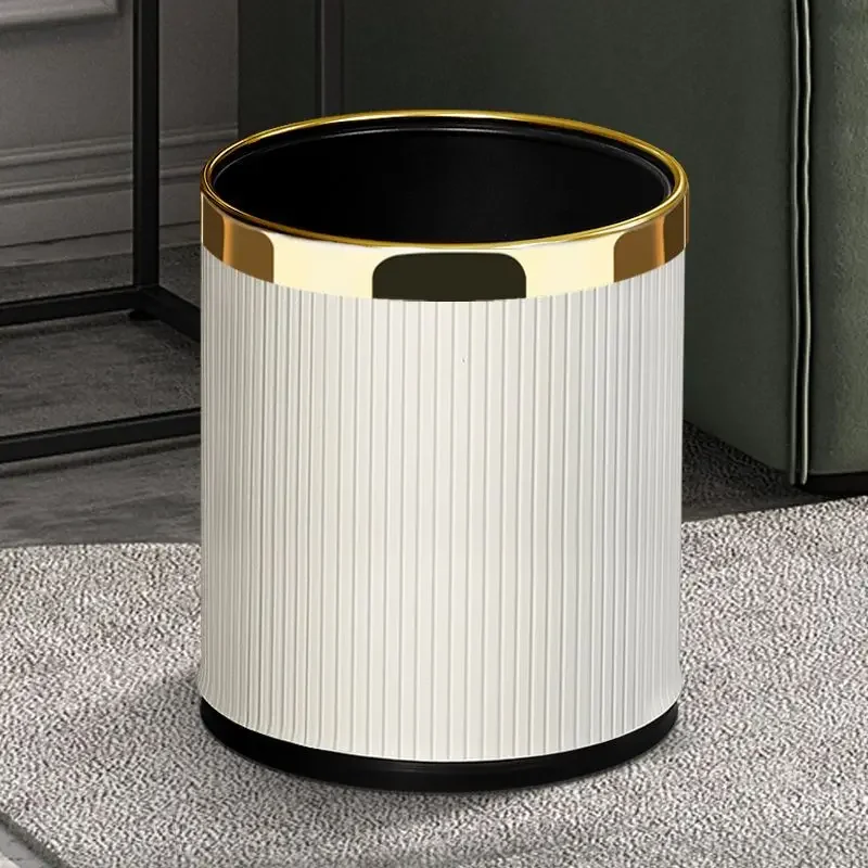 Leather Waste Bins Double Layer Hotel Household Cleaning Tools Garbage Bucket Toilet Kitchen Bathroom Living Room Trash Can