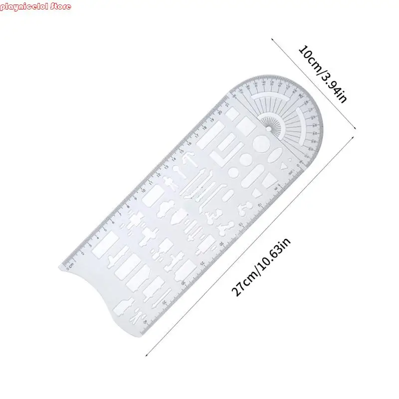E8BA Multifunctional Geometric Stencils Drawing Accident Scene Templates with Measuring Ruler Geometric Drawing Templates