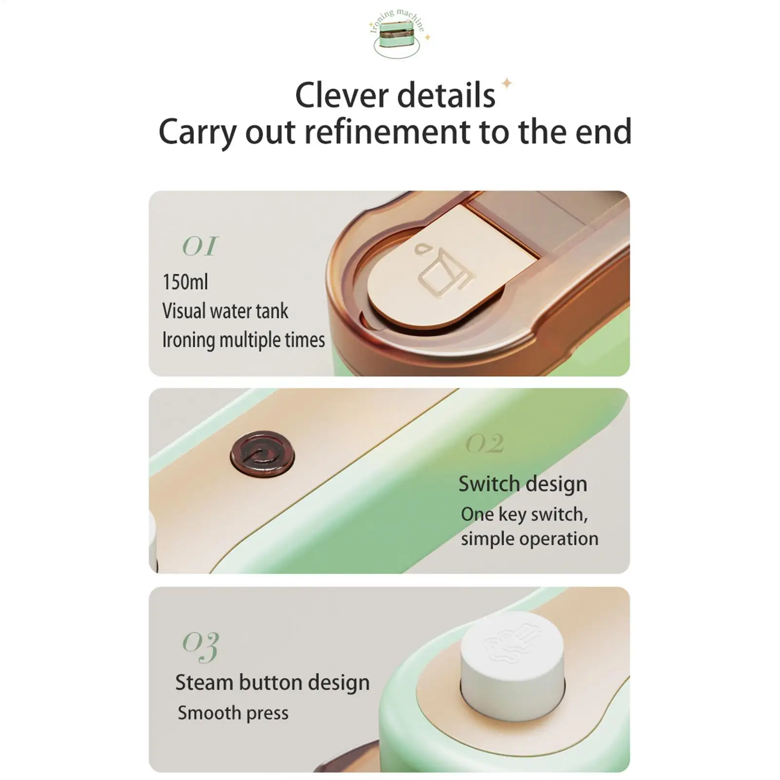 

Ручной отпариватель, портативные отпариватели для ткани, путешествия, поворотная ручка на 180 градусов, гладкий отпариватель одежды, паровой утюг для отпуска