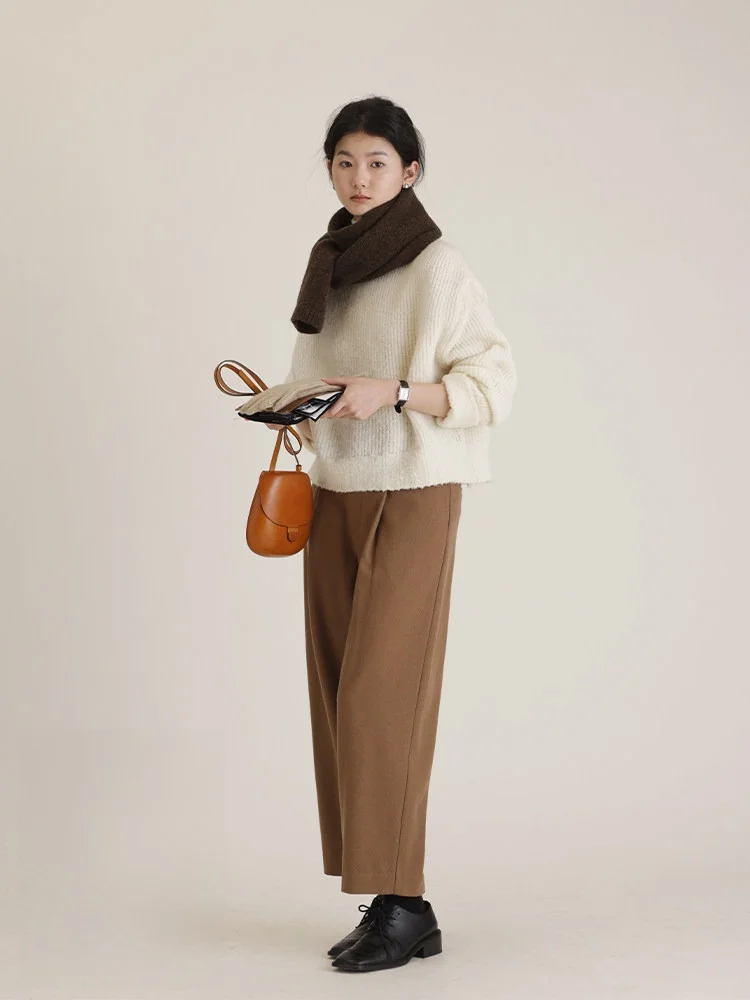 

Nicepeople 2024AW Шерсть Alpaca Blend High Ne Loose ort Базовый трикотаж на голову Удобный для поездок на работу Sle Regular Sve