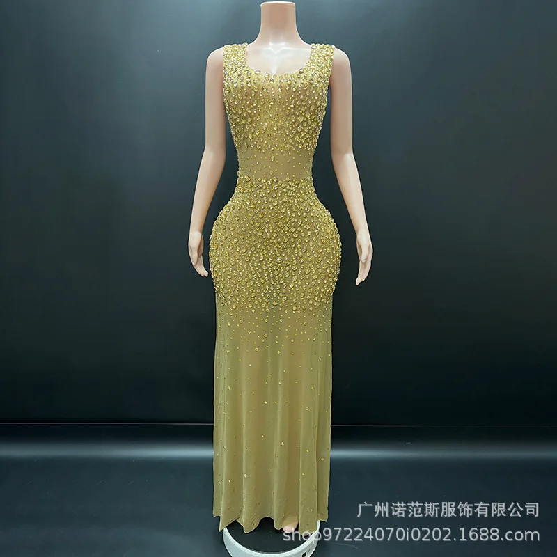 

Сексуальное платье с золотыми стразами на подтяжках, пляжная юбка для отпуска, ежегодное собрание, женское платье высокого класса, роскошные платья для выпускного вечера