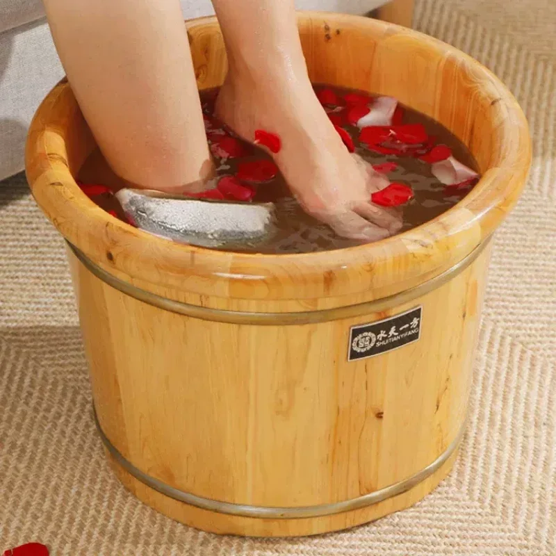 Cordia Shining Thick Pedicur Foot Bucket Wooden With Lid 26cm Insulation Environmental Protection Foot Barrel