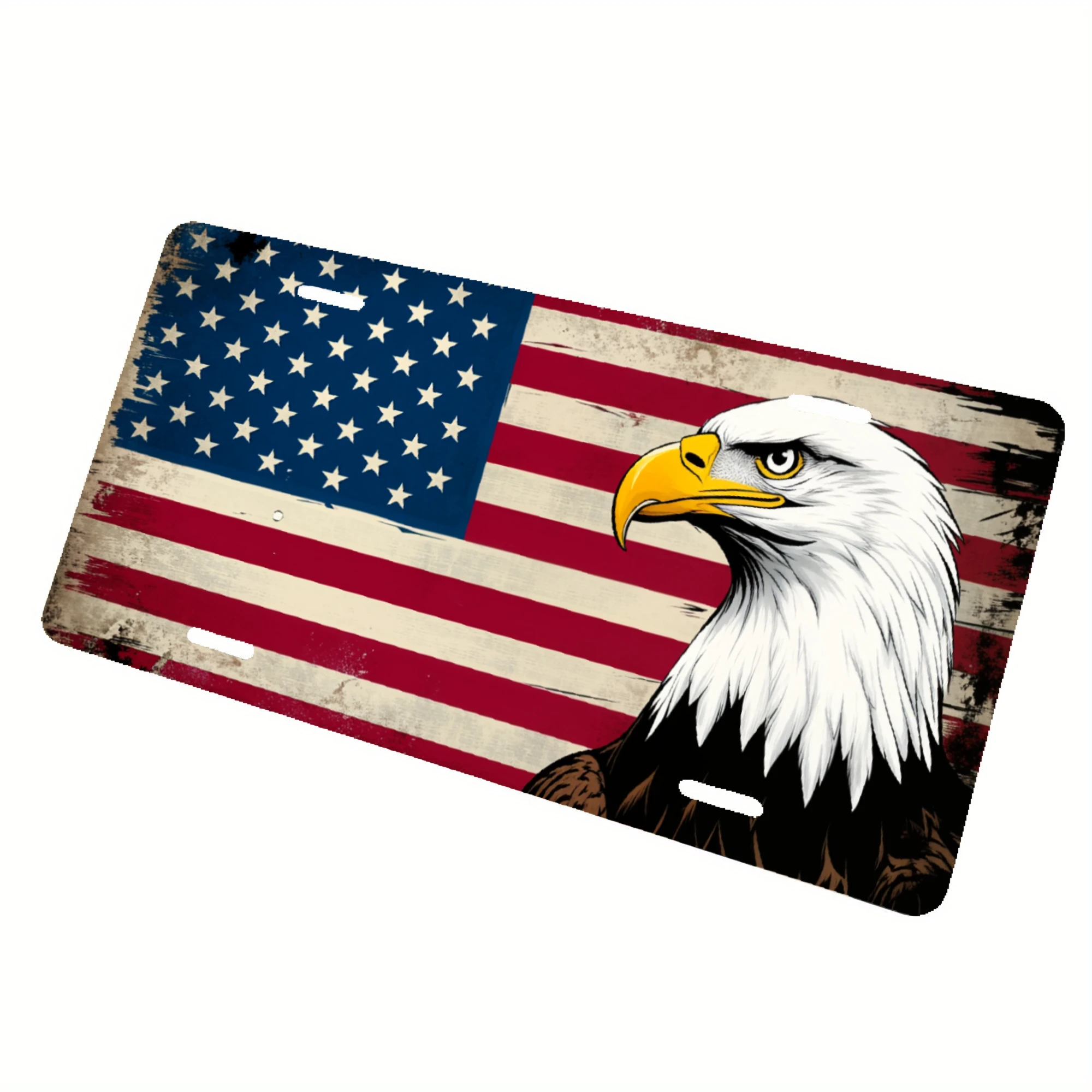 1pc 2D Flat License Plate Frame, Featuring American Flag And Eagle Design, Measuring , Perfect for Cars, Trucks, And Suvs