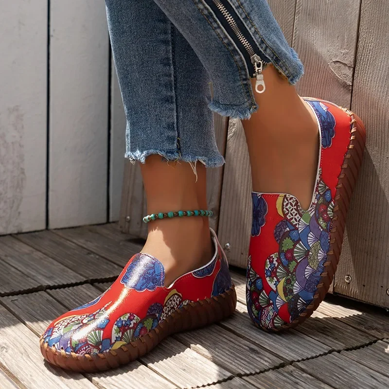 

Women's Shoes 2025 Hot Sale Slip on Women's Flats Fashion Printing Casual Flat Shoes New Plus Size Flat Low Heels Zapatos Mujer