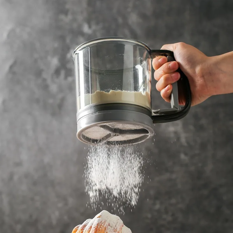 Popular semi-automatic handheld flour sifter  home-use flour filter mesh sifter  baking powder shaker sieve