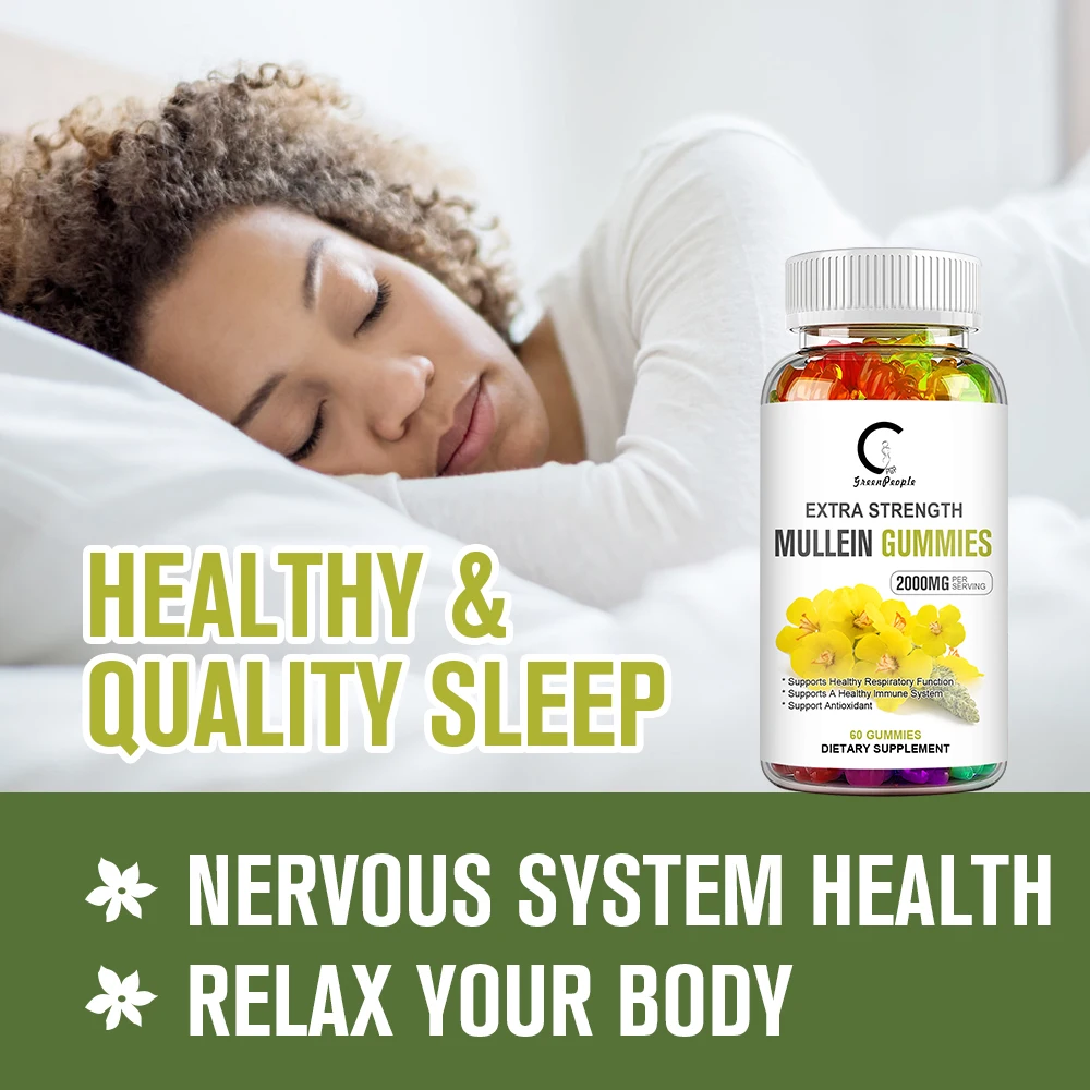 Mullein Leaf Extract Gummies Deep Sleep Better Detox & Cleanse Healthy, Bronchial &immune Function Herbal Supplement