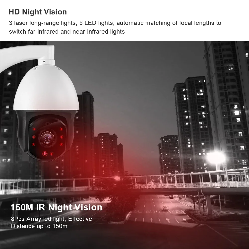 HD PTZ Camera 18x Zoom Full Color Night Vision Dome Waterproof Surveillance CCTV Camera POE PTZ Outdoor Camera Security