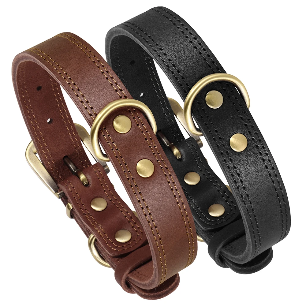 Echtes Leder-Hundehalsband, Langlebiges Welpenhalsband, Echtes Leder-Haustier-Halsband, Verstellbar für Kleine, Mittlere und Große Hunde, Pitbull – Detail 6