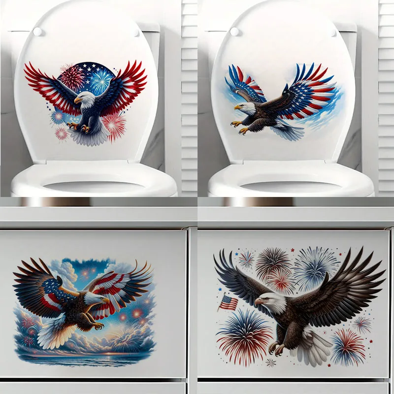 

T2097#Eagle Self-Adhesive Toilet Stickers,Wall Decal Removable, Reusable Vinyl Car Sticker for Toilet Lid, Bathroom Decor