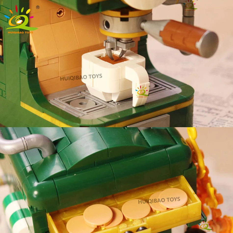 HUIQIBAO MOC Vintage Camera Coffee Machine Model Building Blocks DIY Telephone Projector Ornament Bricks Toys for Adult Gift