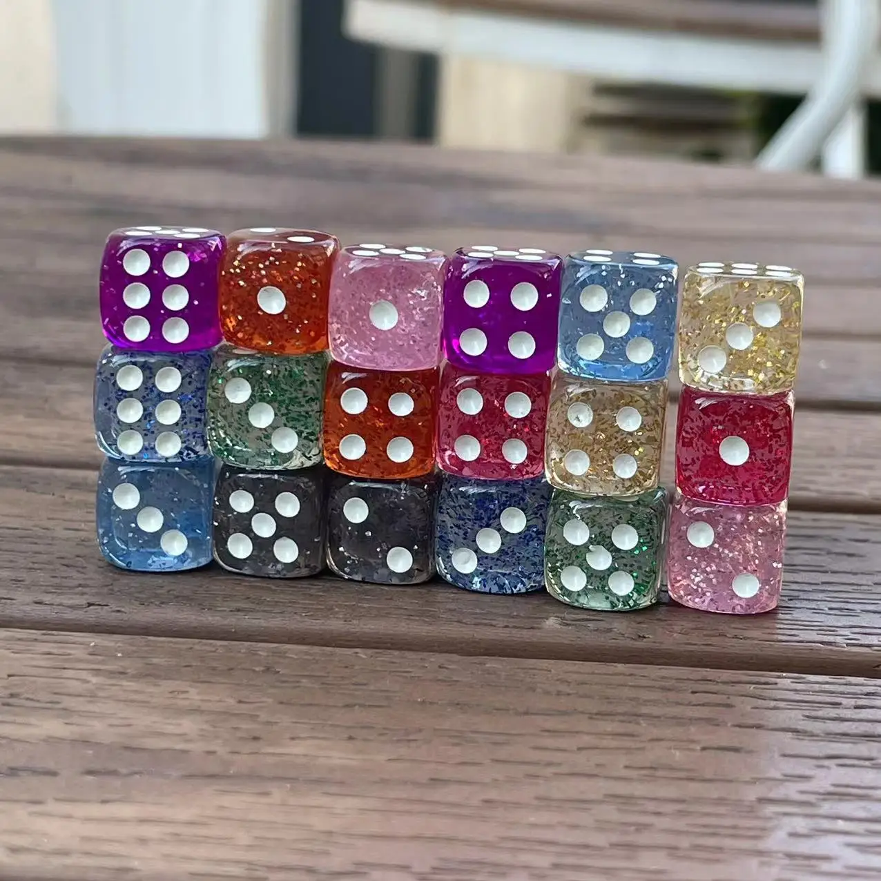 18Pcs/Set 9 color 12mm Transparent Starry Colorful Acrylic Round Corner 6 Sided D6 Point Dice For Family Board Games