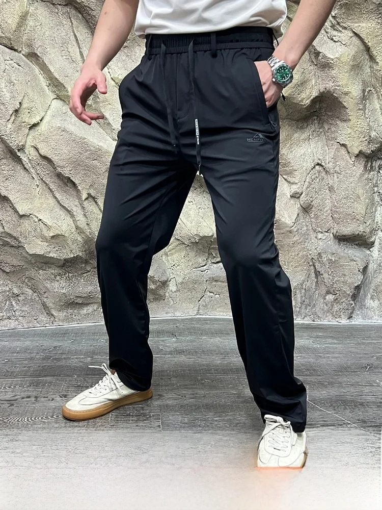 

Ice Silk Fabric Outdoor Sports Casual Pants Thin Qui Dry High Elastici Spring Summer Lightweight Straight Leg Pants