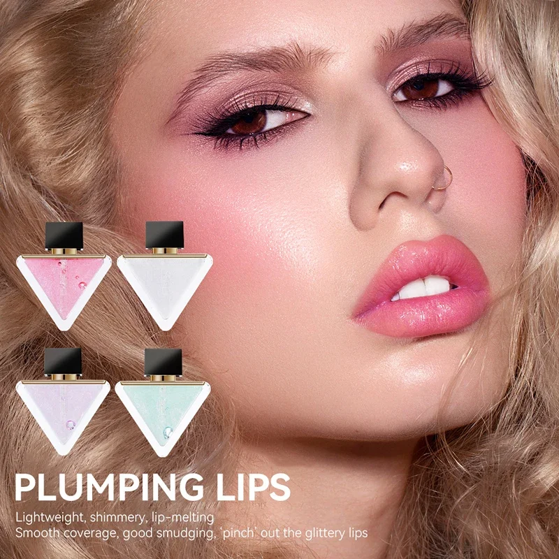 4-color Moisturizing Lip Triangle Oil Transparent Lip Oil Natural Lip Enhancement Lip Gloss Hydrating Lipstick Makeup 2025