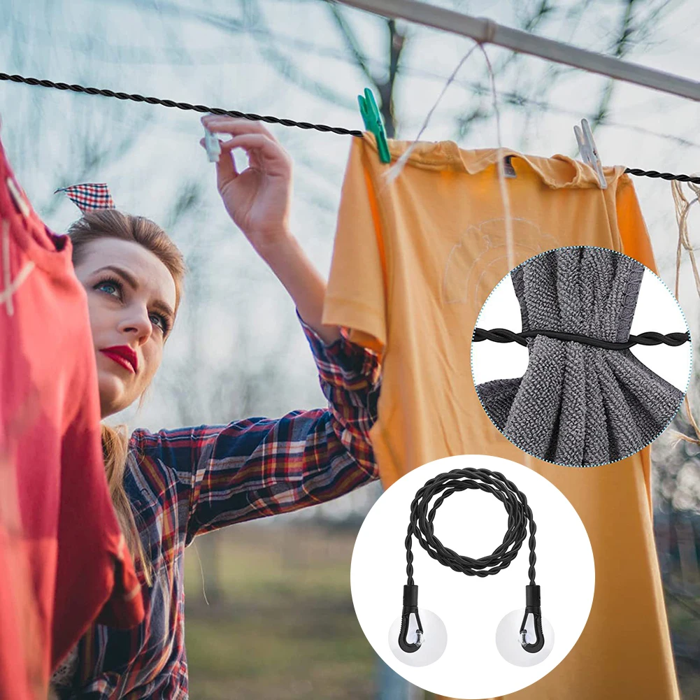 Camping Retractable Clothesline With Hook Suction Cup Easy Carrying Hanging Clothes For Bathroom