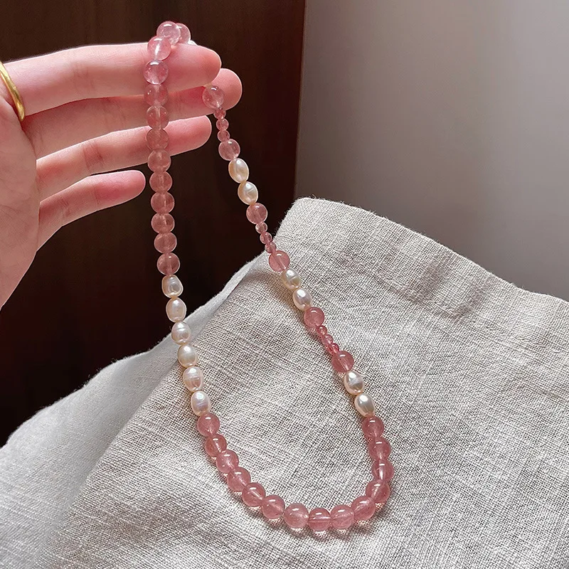 Strawberry Quartz Rose Quartz Double Layer Handmade Beaded Bracelets Delicate Gentle Stackable Jewelry for Women 2026 Gifts