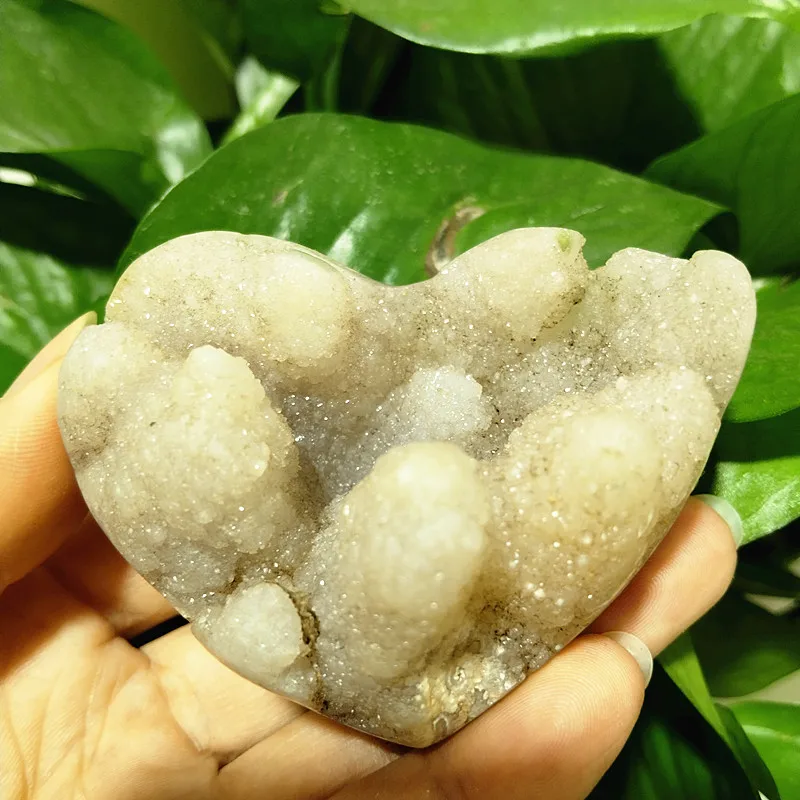 Natural Stone Crystal Druzy Agate Heart SymbiosisMineral Specimen Home Decoration Warding Off Evil Feng Shui Crystal