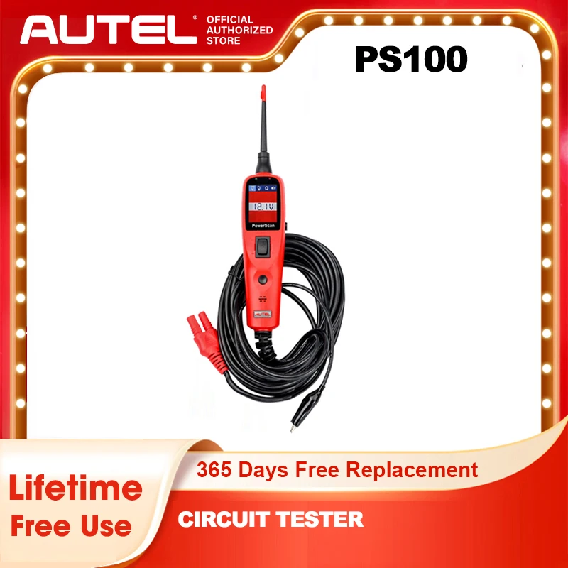 Autel PowerScan PS100 Auto Electrical Circuit AVO Meter Probe Kit 12V/24V Circuit Tester Automotive System Diagnostic Tool