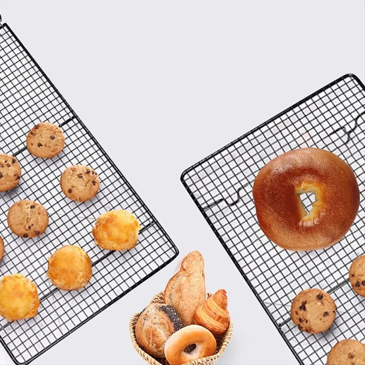 

KSOL Baking- Tools Cake Cooling Rack Square Non-Stick Drying Net Cake Bread Cooling Rack 28x25.5x1.5cm