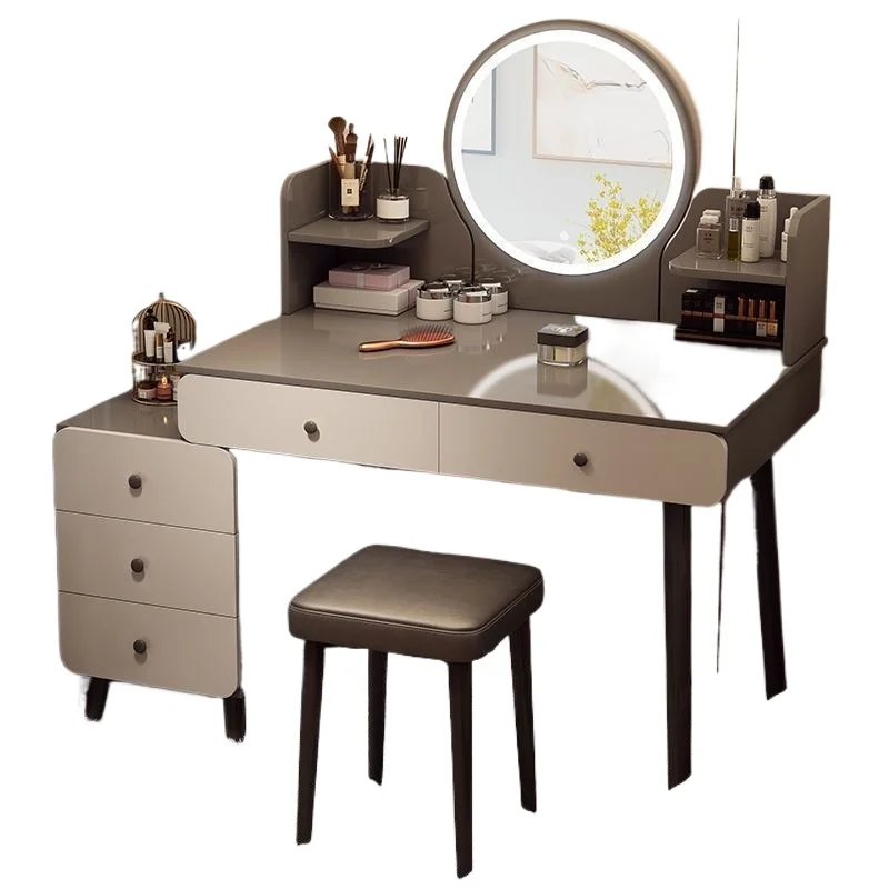 

Solid wood dresser, bedroom, small makeup counter, simple and modern 2025 new light luxury makeup mirror table integrated